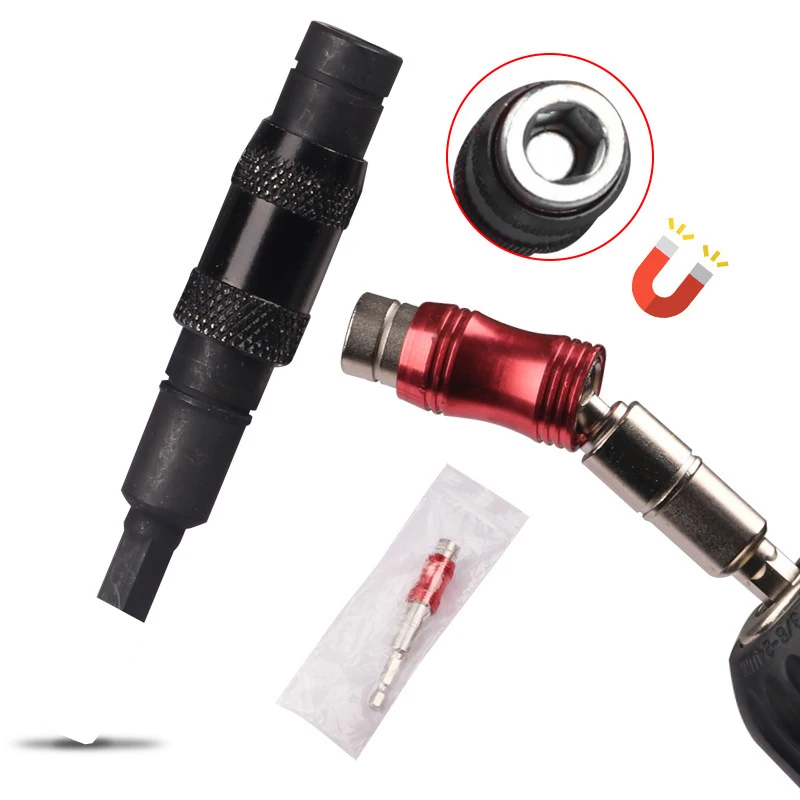 Red Curved Hexagonal Handle Directional Extension Rod Magnetic Screw Drill Tip Universal Adapter Electric Tool Accessories 1PC