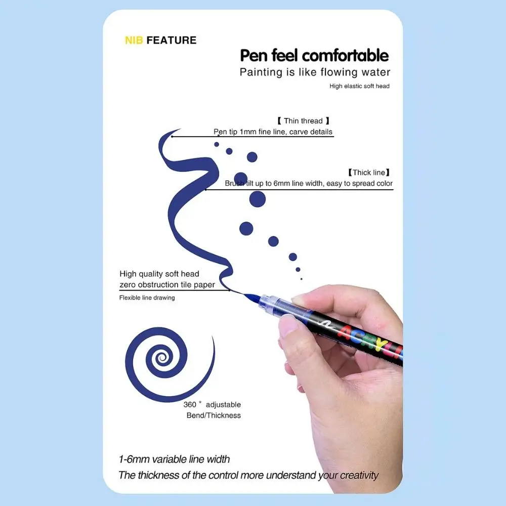 12/24/36/48/60/72/100/120 색상 아크릴 페인트 펜 DIY 공예 크리스마스 선물 마커 브러쉬 다기능 다목적