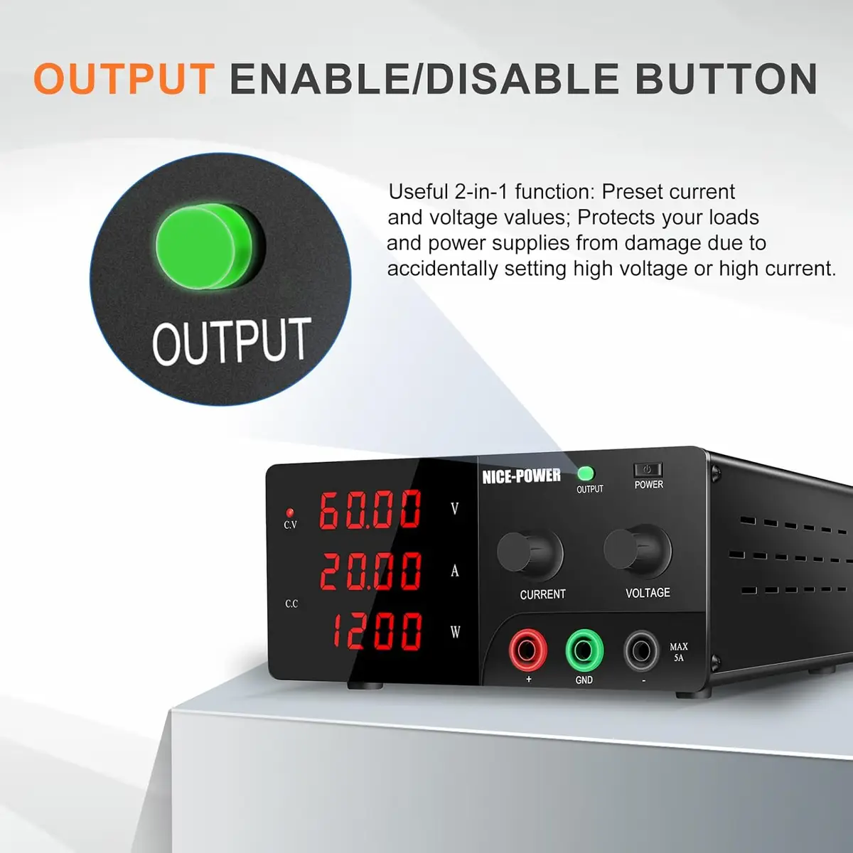 120V 10A 1200W Adjustable Lab DC Power Supply 60V 20A Bench Power Source 30V 30A 20A Digital Power Supply For Batter Charging — view 3