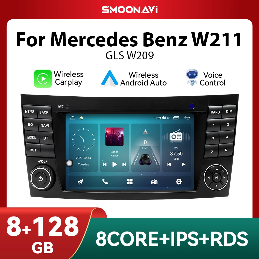 8G Wireless Carplay Android 12 Lettore Autoradio Per Mercedes Benz Classe E W211 E200 E220 E300 E350 E240 E270 E280 Cls Classe W219