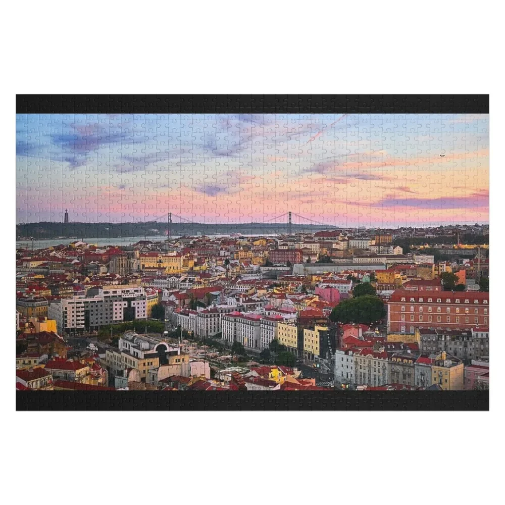 

Lisbon beautiful skyline at sunset photo with red rooftops Jigsaw Puzzle Anime Custom Name Child Toy Puzzle