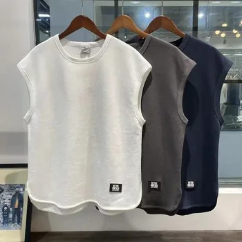 Canotte estive T-shirt senza maniche abbigliamento uomo T-top magliette sportive Casual da basket o-collo camicie bianche nere larghe novità