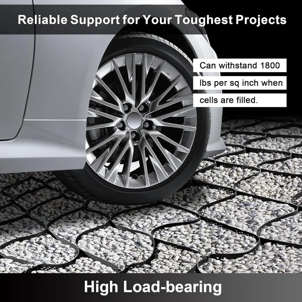 9 x 17 FT Geo Gravel Grid 2 Inch Thick Ground with 1885 LBS Per Sq Strength,Permeable Stabilization Grid for Slope & Grass
