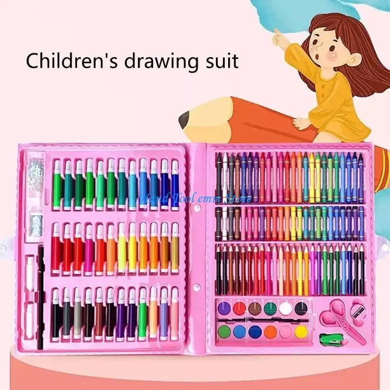 H37F 150Pcs 아트 세트 휴대용 드로잉 그림 미술 용품 ??선물 어린이 청소..