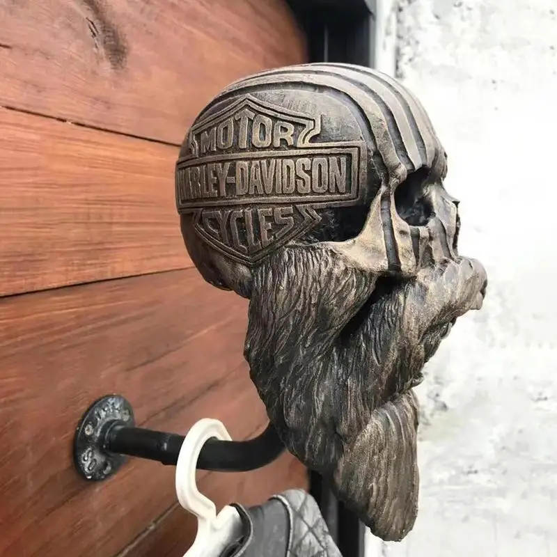 

Motorcycle Skull Helmets Holder Wall Mounted Motorcycle Skull Helmets Hanger Resin Crafts Decorative Skull Helmets Holder for Bi