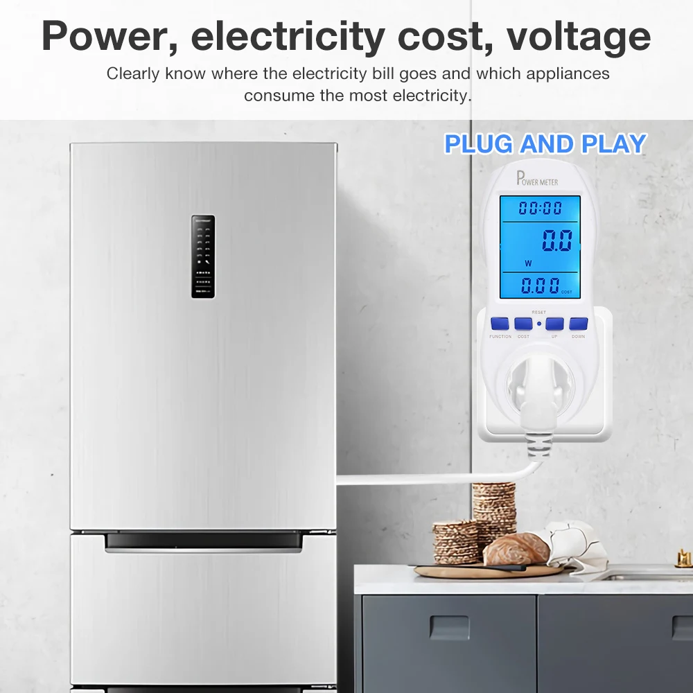 Digital Power Meter Wattage Kwh Energy Measuring Outlet