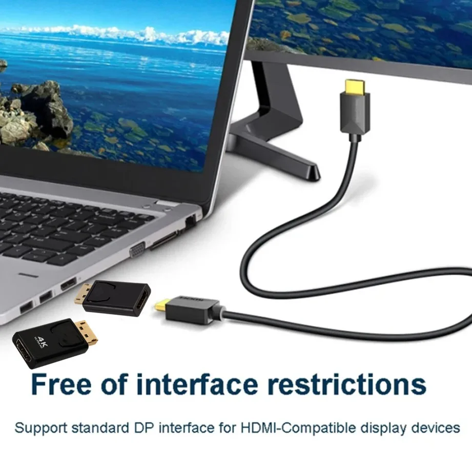 Displayport para hdmi-adaptador 4k/1080p dp para hdmi adaptador macho para  fêmea conversor de áudio de vídeo para pc portátil projetor - AliExpress