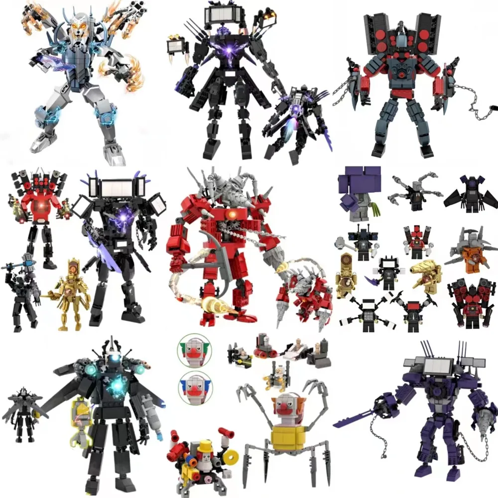 Skibidi Toilet Block Titans Cameraman Speakerman Tv Clock Man Da Skibidi Toilet Building Block Toy Brick Figure Regalo Di Natale