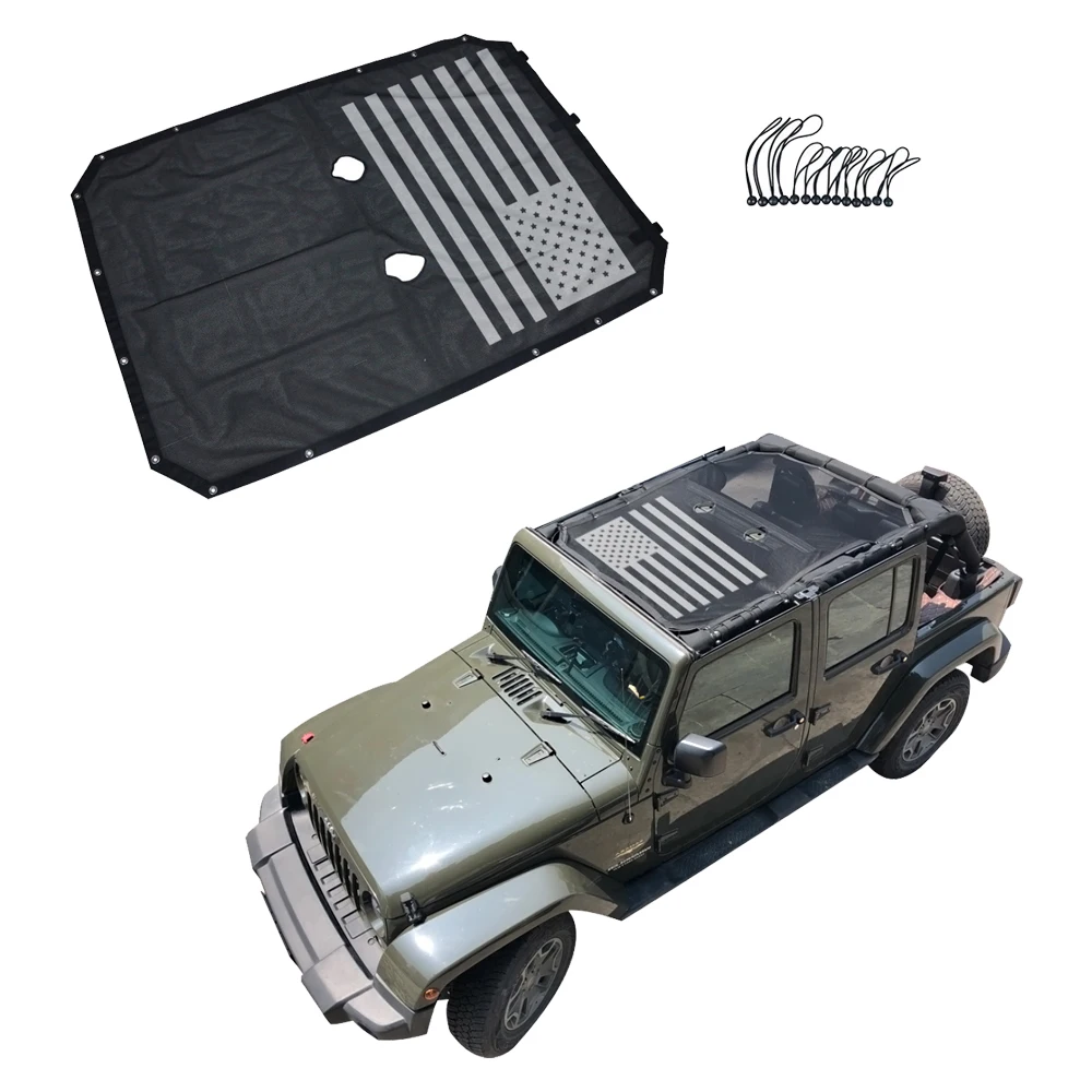 

SXMA J260-3 4 Doors Shade Net Car Leather Soft Roof Top Anti UV Sun Shade Trunk Isolation Net Cover For Jeep Wrangler JK 07+