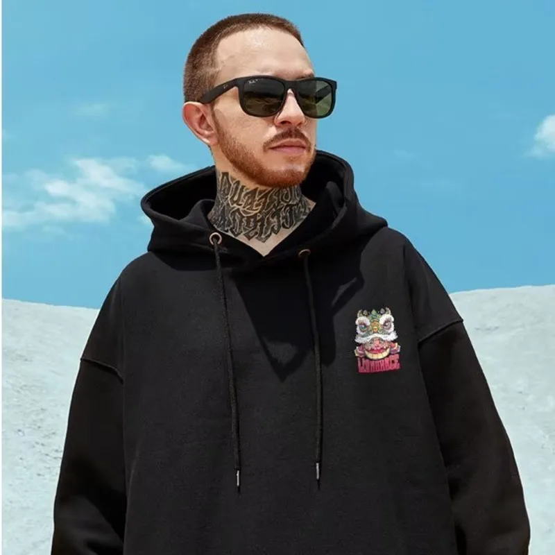 Hooded Sweater Men's Trendy Brand Large Size M-8XL Men's Autumn And Winter Style Plush And Thick Fat Hip-hop Pullover Jacket