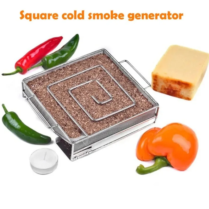 Cold Smoke Generator for Bbq Grill Wood Dust Hot and Cold Smoking Salmon Meat Burn Cooking Stainless Bbq Tools smoker accessories