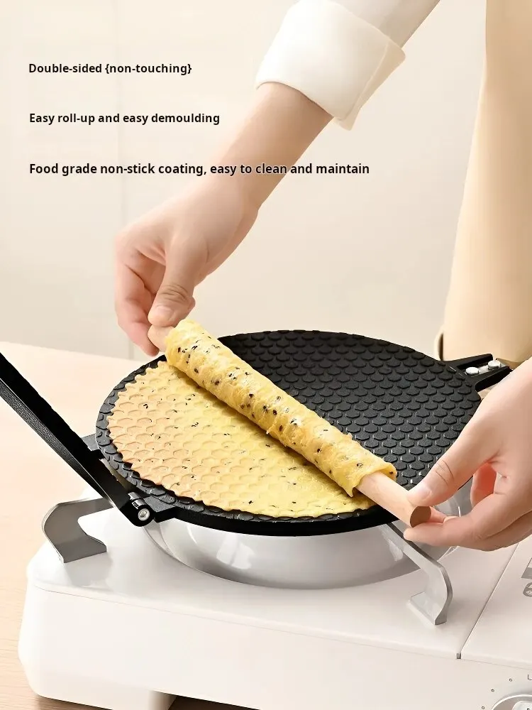 Household Egg Roll Mold Non-stick Egg Roll Presser Ice Cream Cone Mold Cake Pastry Cookie Baking Pan(17cm) egg roll mold
