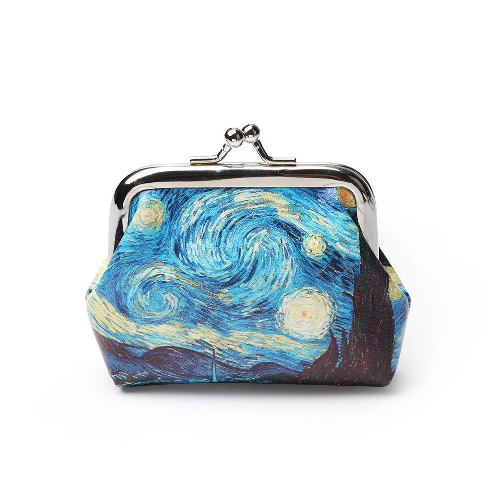 Van Gogh Oil Painting Small Coin Purse Landscape/Flower Pattern 1pc coin purse,coin wallet,plush coin purse,change bag