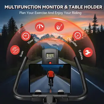 Exercise Bike, Stationary Bike for Home/Indoor Cycling Bike, Indoor Bike with Silent Belt Drive, Heavy Flywheel and Digital Disp 6