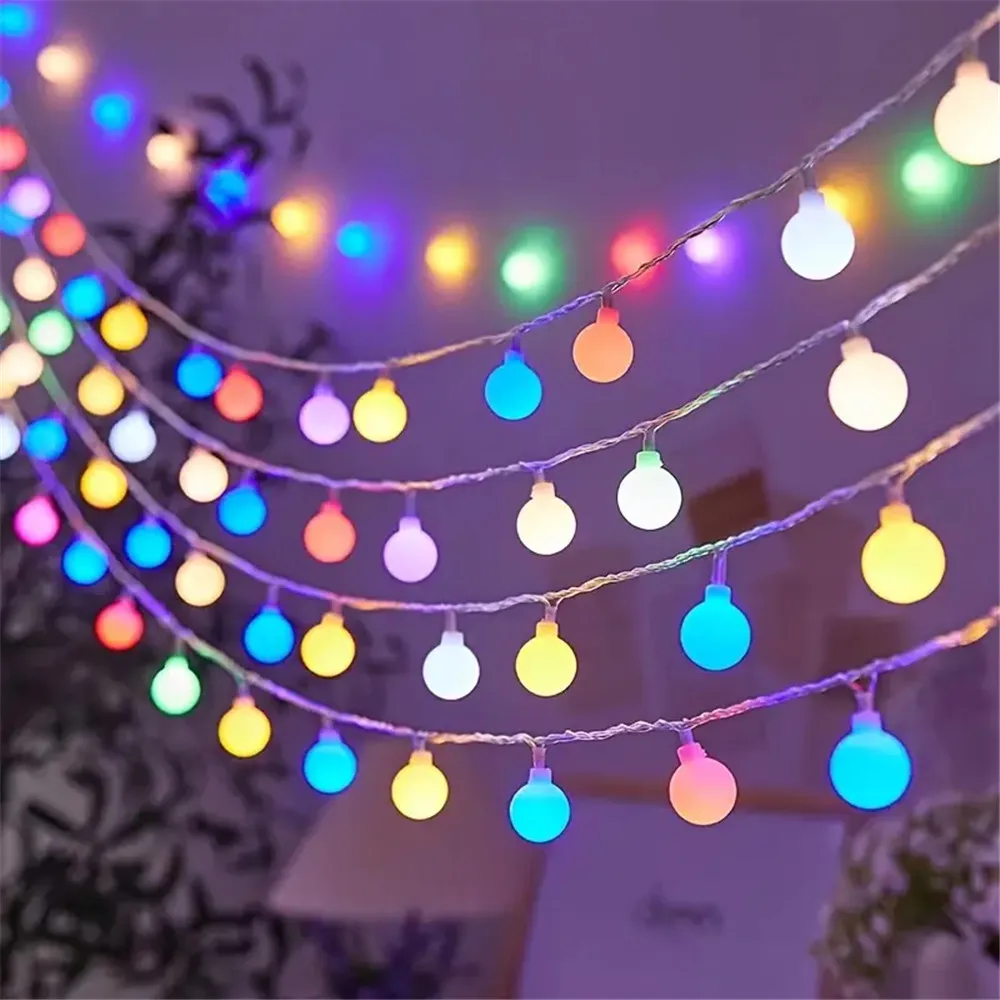 Outdoor Ball LED String Lights Plastic Garden Decoration
