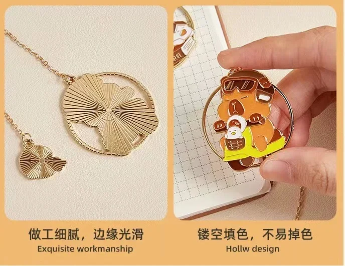 Capybara Cartoon Metal Hollow Bookmark notebook Pendant Cute Stationery Book Clip Pagination Mark Pretty birthday gift