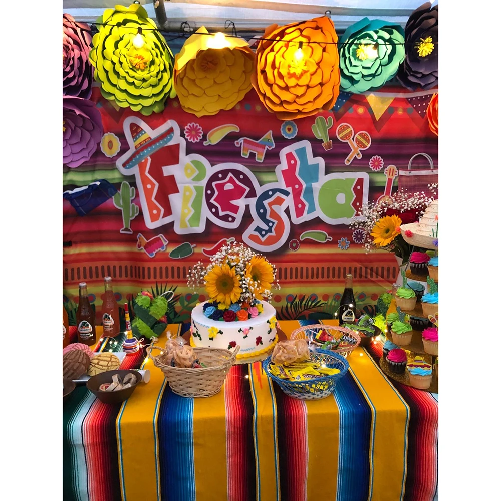 Mexican Happy Birthday Backdrop - Mexican Themed Fiesta Birthday Party  Decorations Mexican Party Supplies Mexican Banner Mexico Cinco De Mayo  Carnival Photo Booth Background (Brown)