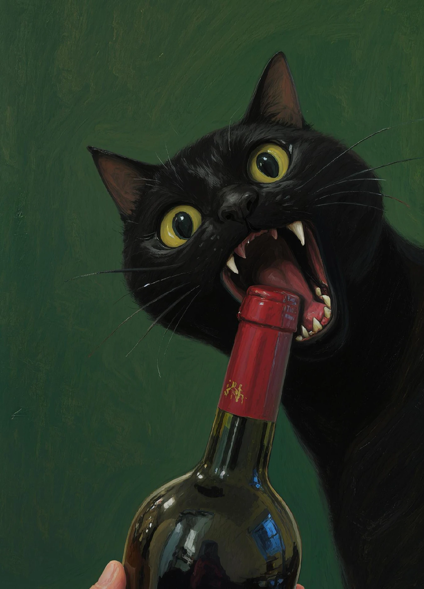 Charming Black Cat & Desserts Art Canvas