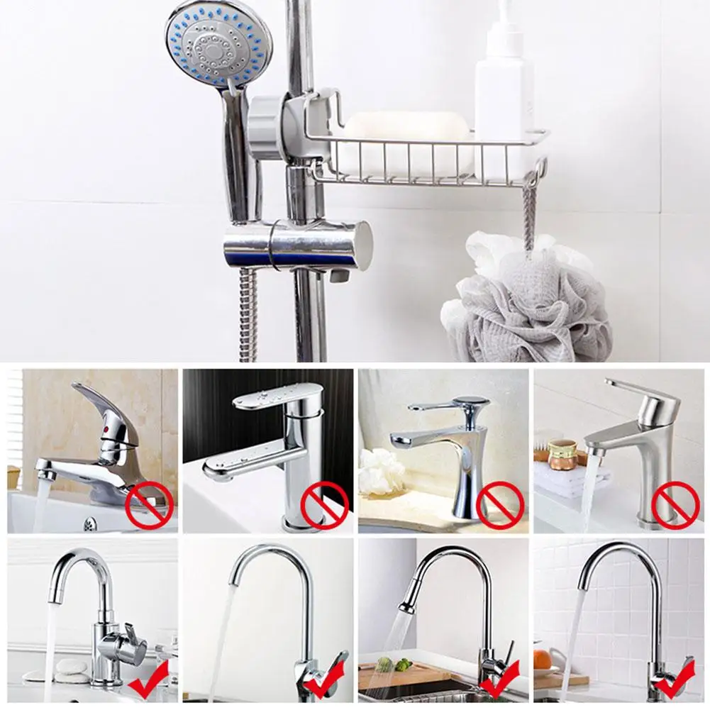 Steel Sink Drain Rack – Sponge & Soap Storage Holder for Faucet | Kitchen Organizer Shelf 10 S38c90dde322f4eb28f2ae1048d21f3a4Q