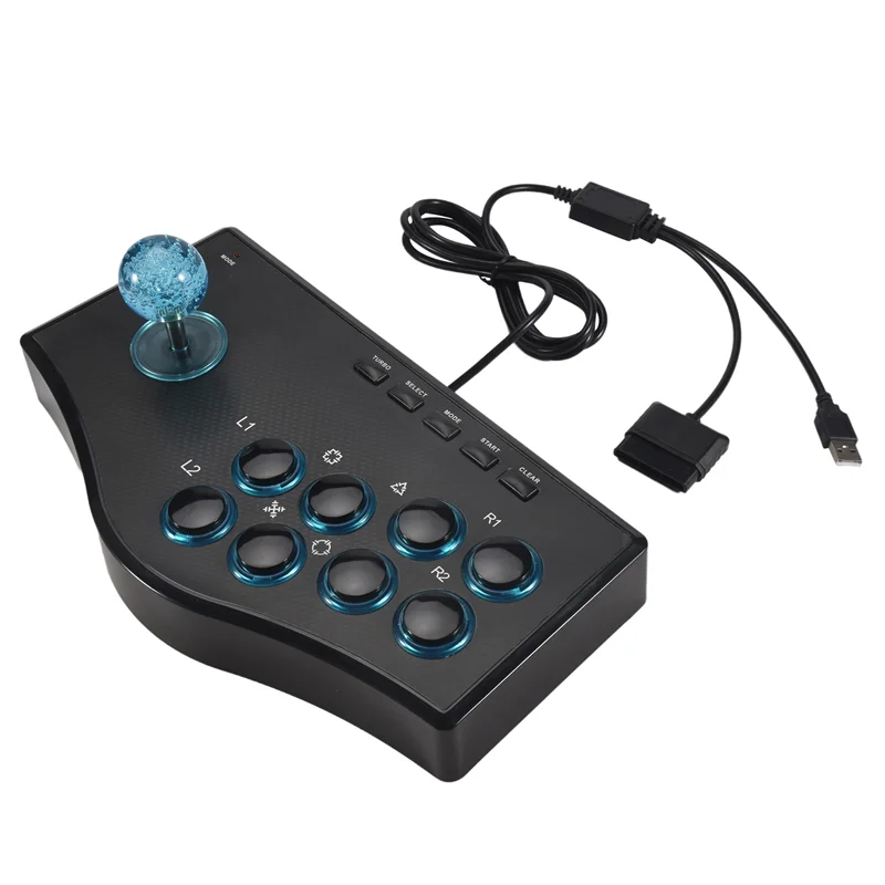 베스트픽 레트로 아케이드 게임 로커 컨트롤러 USB 조이스틱 (PS2/PS3/PC/안드로이드 스마트 TV용) 내장 진동기 8방향 조이스틱