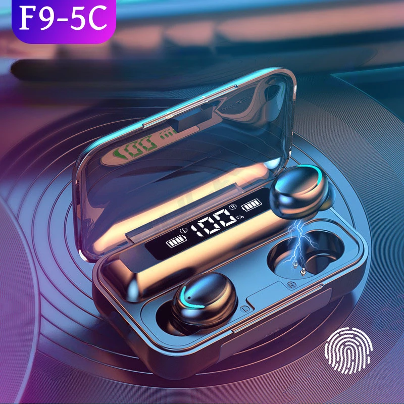 New F9 Bluetooth Headphones 9D Stereo High Bass Sport Earphones Handfree Touch Control Tws Wireless Earbuds Waterproof Headset 6
