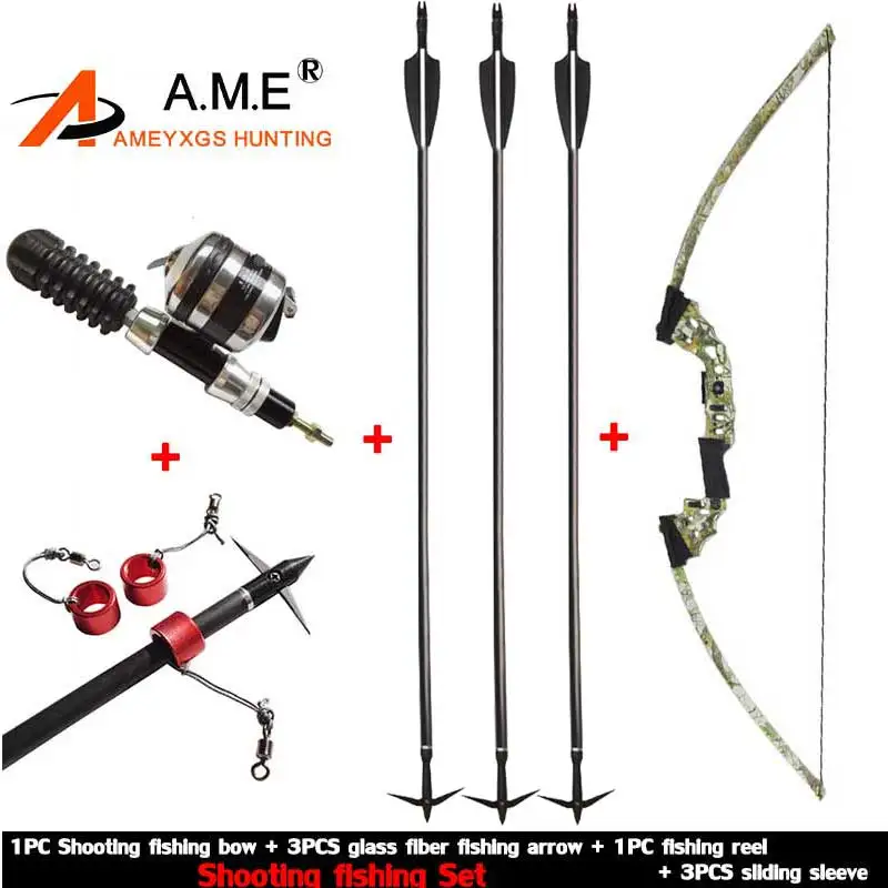 Conjunto Completo de Arco para Pesca e Caça: Flecha, Carretel Spincast ...