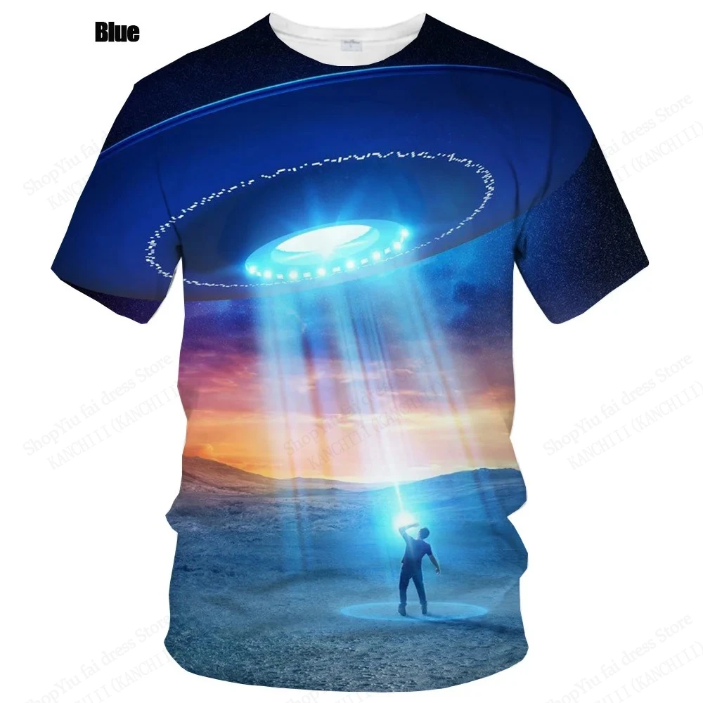 Men's Funny Alien 3D Print Crew Neck T Shirt