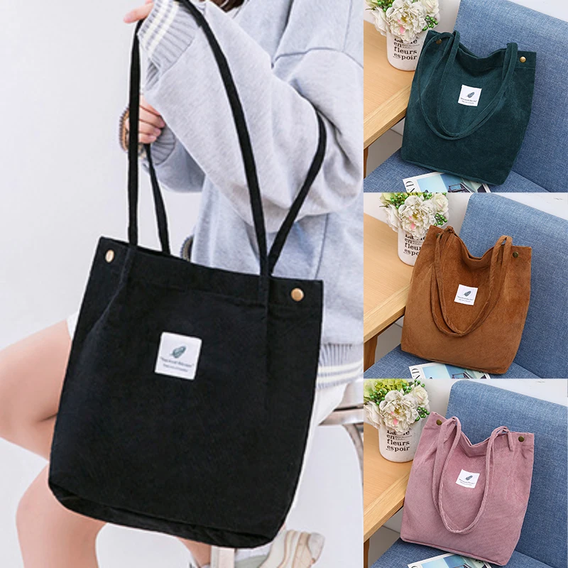 Shoulder Bag for Women Cotton Cloth Versatile Handbag Solid Color Eco Shopping bag Ladies Reusable Totes
