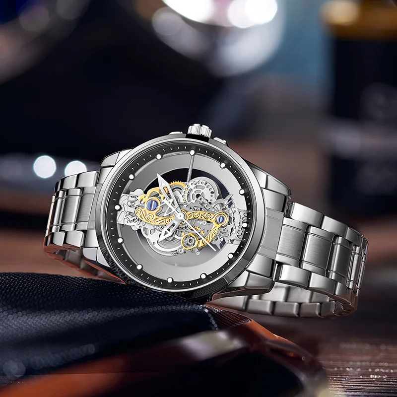 能面万媚 UTHAI Men Watch Sports Trend Double sided Transparent Hollow