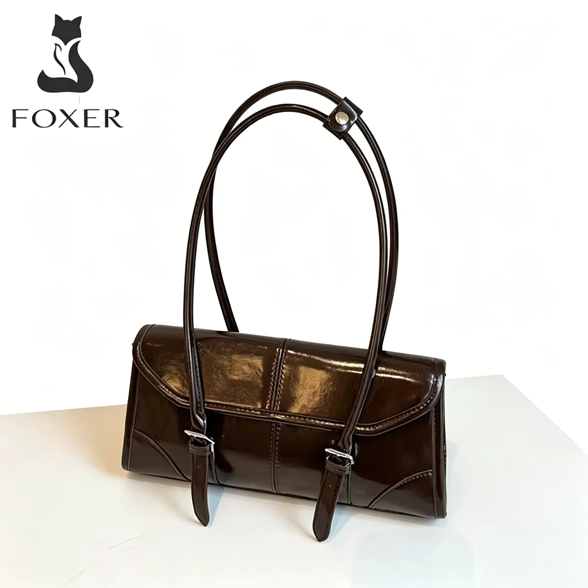 FOXER 2026 New Women's Shoulder Bag Genuine Leather Retro Female Tote Underarm Bag Versatile Large Capacity Handbag