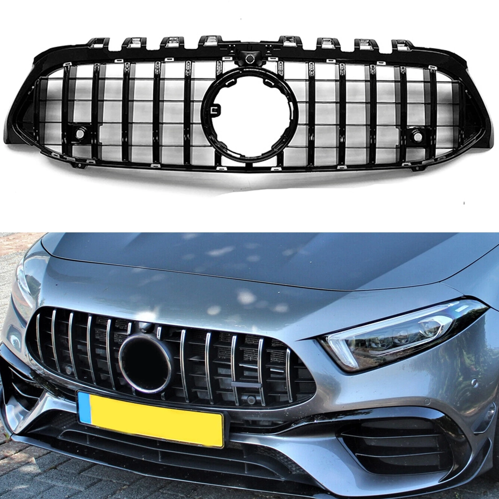 Panamericana Grill Schwarz GCP Grill Sport Kühlergrill Schwarz – Für Mercedes W204 Limousine/Kombi/Coupé, PANAMERICANA Design Zubehör Grill AMG GT Design