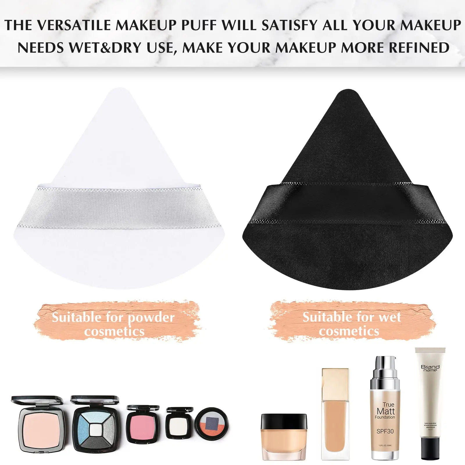 Wholesale 50Pcs Triangle Powder Puff Mini Face Makeup Sponge Cosmetics Soft Cotton Face Powder Puff Washable Velvet Makeup Puff