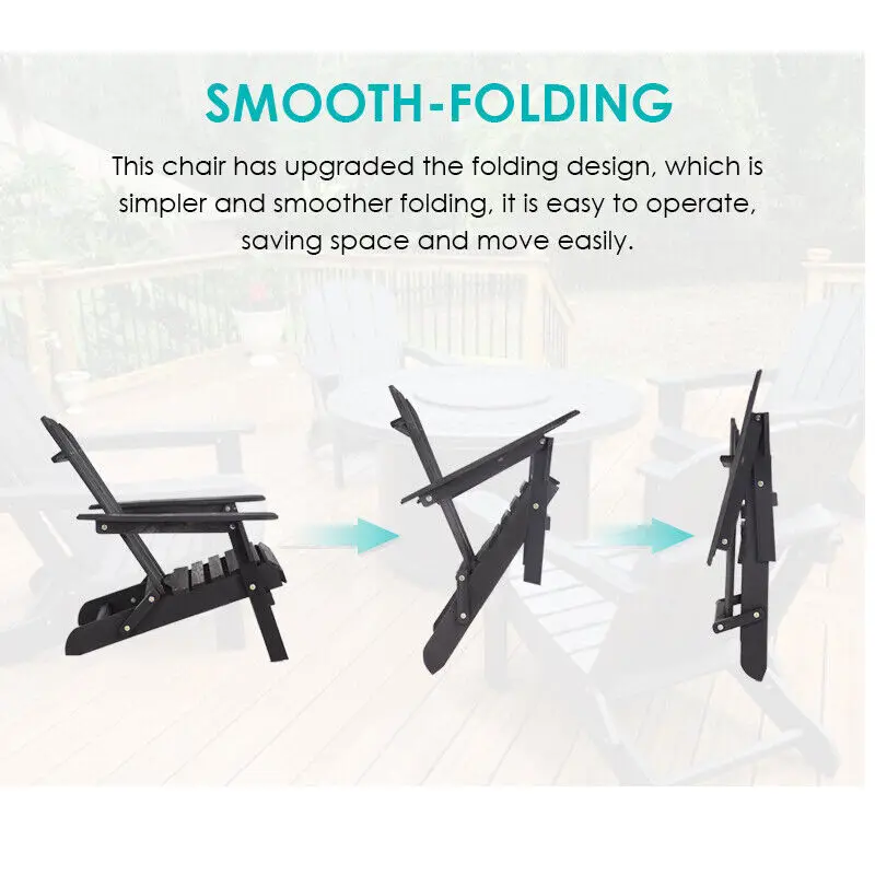 Folding Adirondack Chair Weather Resistant Lawn Chair Poly Lumber Porch