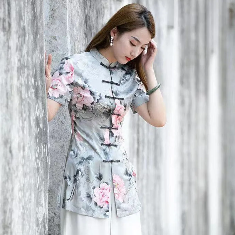 Cheongsam Womens ÷   糪 ǻ ž 2024  ư  Ʈ ұĢ  ߱ Ÿ Qipao 