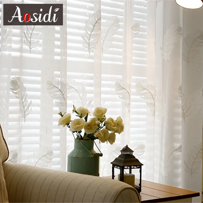 Japanese Embroidered Hall White Tulle Curtains for Living Room Windows Sheer Curtains for Bedroom Linen Voile Home Decor Drapes - Image 5