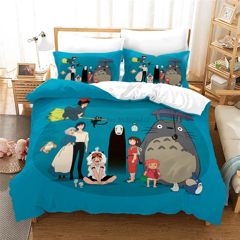 My Neighbor Totoro Cartoon 3d Bedding Set Anime Twin Full Queen King Comforter Cover Set with Pillowcase 2/3pcs Duvet Cover Sets 5