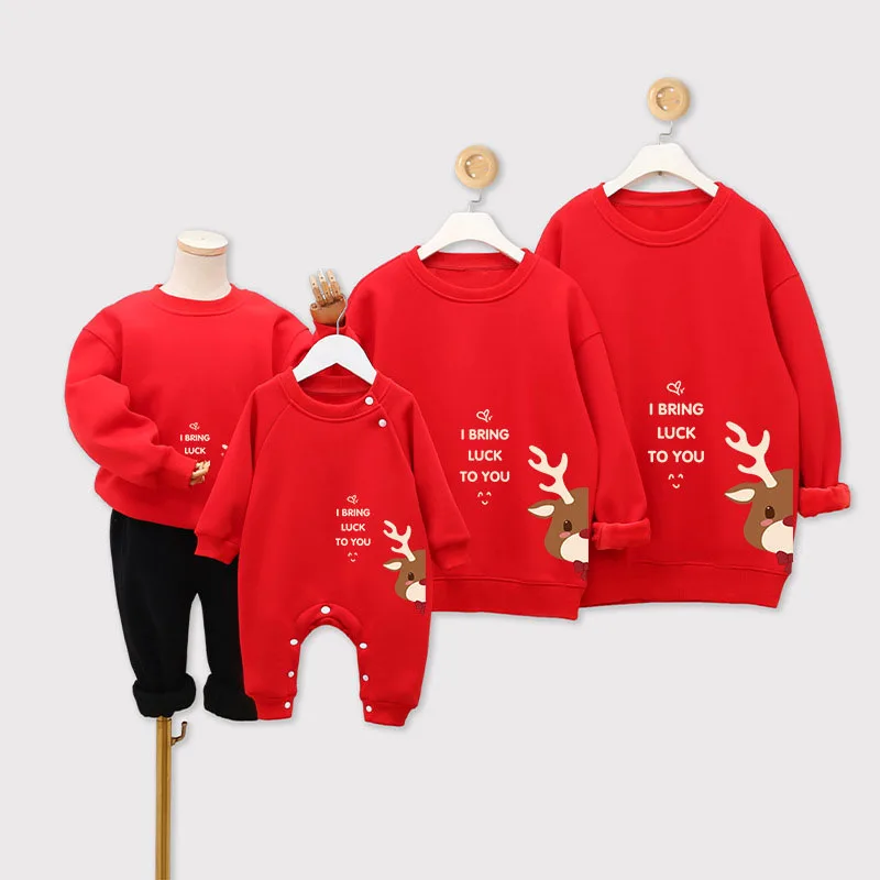 thumbnail image 2 of Conjuntos de Navidad para toda la familia, sudaderas, suéteres, sudaderas con capucha con estampado de renos de dibujos animados, mamelucos para bebés, camisetas de cuello redondo, Navidad, 2 of 5