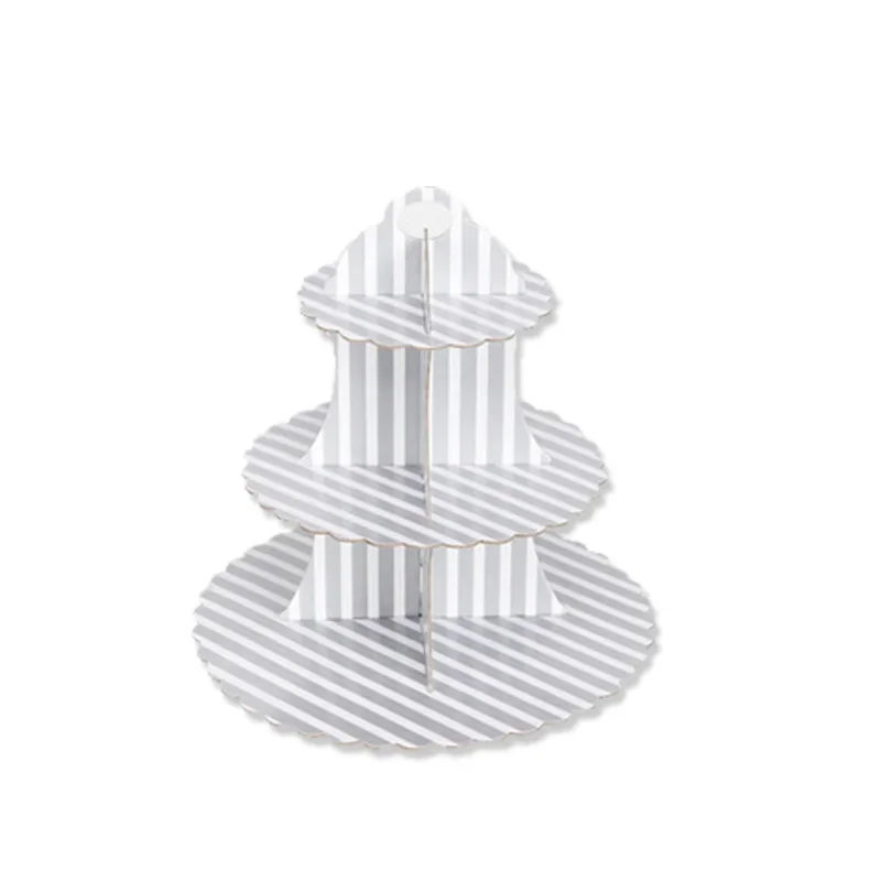 3-Layer Disposable Round Birthday Cupcake Dessert DIY Paper Craft Stand Dessert Display Rack Wedding Party Supplies Cake Tools