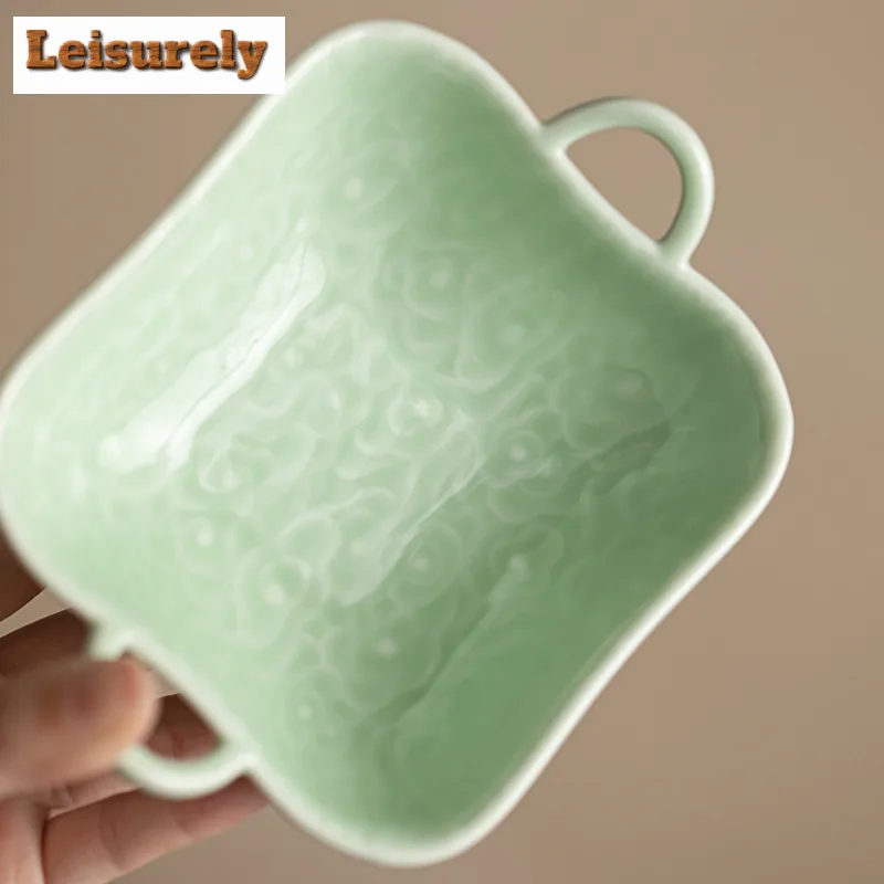 Auspicious Clouds Double Ear Fruit Dishes Vintage Pastry Plate Dry Fruit Serving Tray Household Plates For Food Tableware Gift