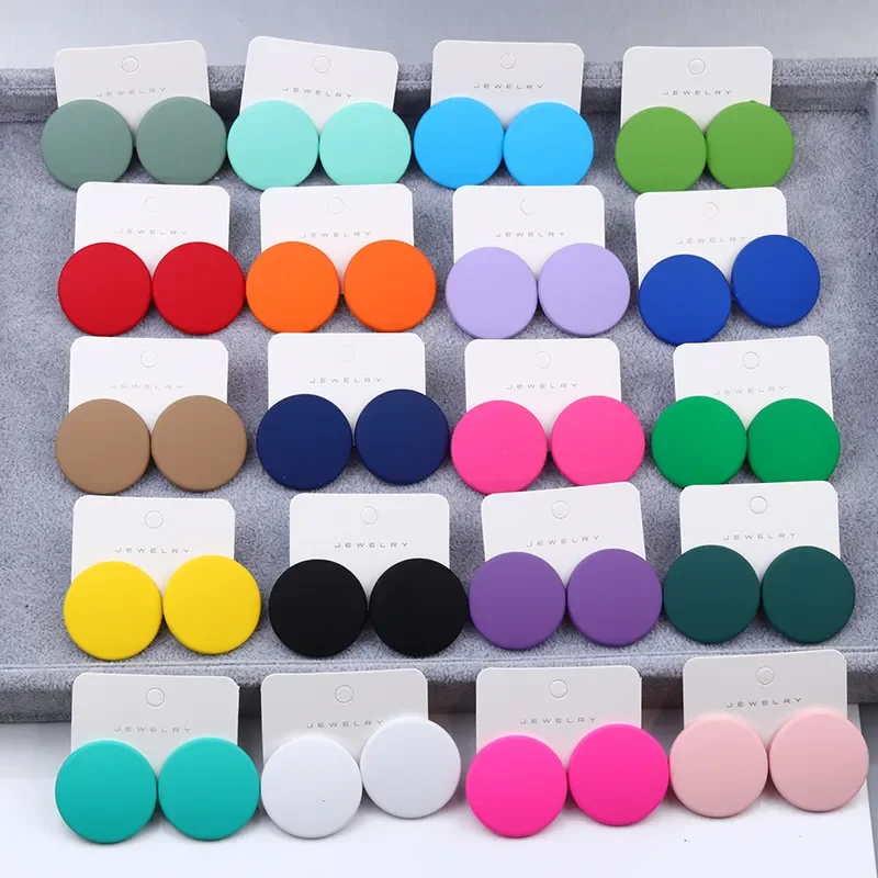 Acrylic Earrings Colorful Earrings Fashion Earrings 20-color Round Spray Paint For Women
