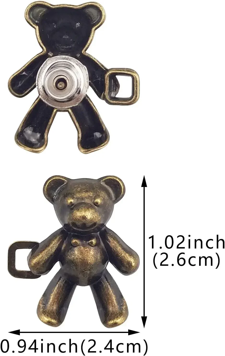 6 Pairs Bear Buttons for Jean Clips to Tighten Waist Pant Size Adjuster Buttons for Jeans to Make Smaller Cute Bear Waist Pant Adjustable Button Fit