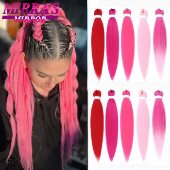 Pink Braiding Hair Extensions Pre Stretched Soft Yaki Synthetic Crochet Jumbo Braids Hot Water Setting Grey Orange Red Blue Hair 1