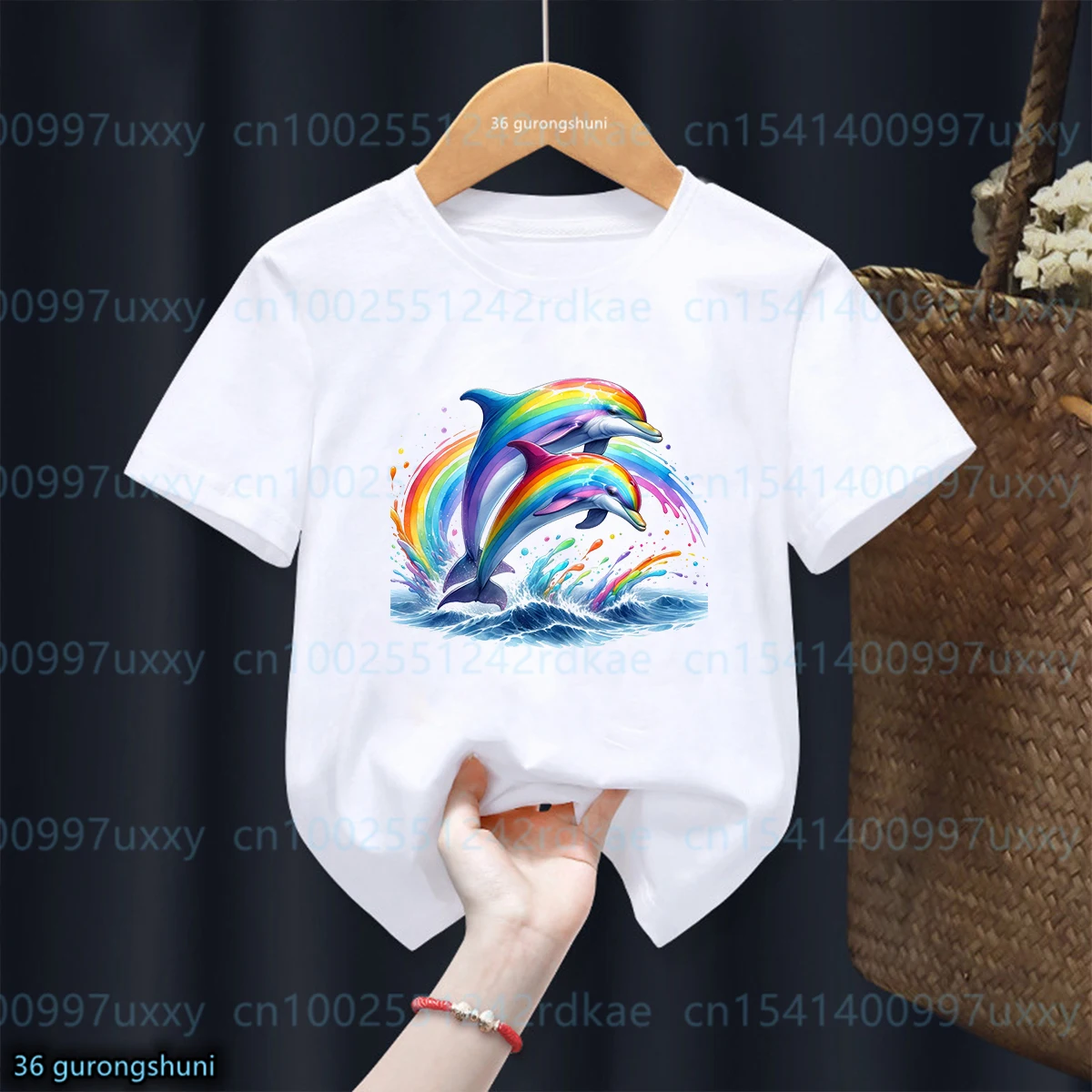 

Moonstone Dolphin Marine Creature Graphic Print Boys T-Shirt Fashion Toddler Tshirt Funny Boy Clothes White Short Sleeved Tops