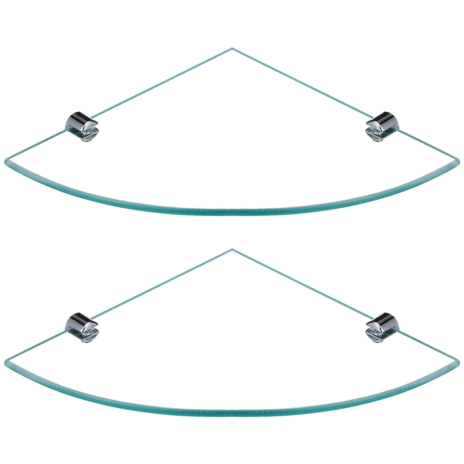 ชั้นวางมุมกระจก 2 ชิ้น สำหรับติดผนังห้องน้ำ - ตะกร้าอาบน้ำทรงสามเหลี่ยมทันสมัยสำหรับจัดเก็บผลิตภัณฑ์ดูแลผิว โลชั่น สบู่ 1