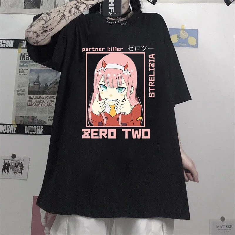 

2022 New Women T Shirt Anime Harajuku Zero TWO Girl Printed T-shirt Women Tops Summer Short-sleeve Tee Chic Female Tee shirt Top