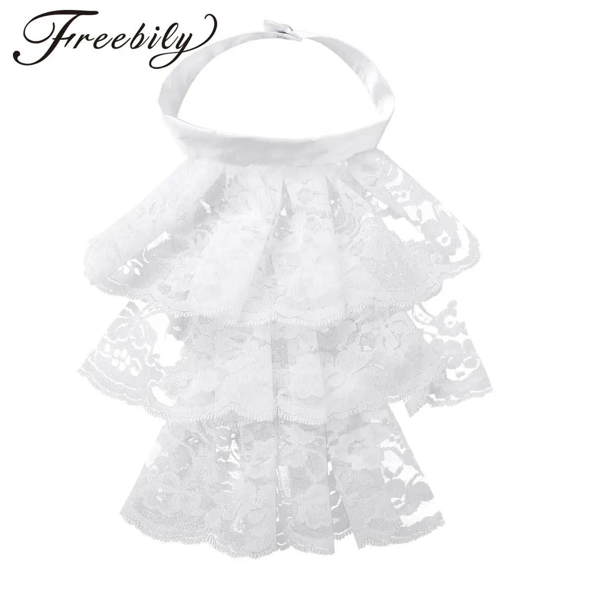 Women Men Detachable Ruffled Lace Jabot Vintage Victorian Fake Collar Halloween Carnival Cosplay Costume Steampunk False Collar