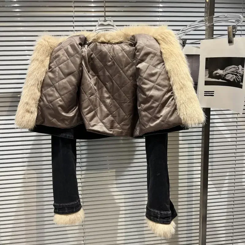 RR3113 Giacca Invernale In Finta Pelle Di Pecora Mongola Da Donna Elegante E Confortevole E Soffice Cappotti In Pelliccia Sintetica Da Donna Giacche In Pelliccia Di Pecora Sintetica Bianca - Foto 14