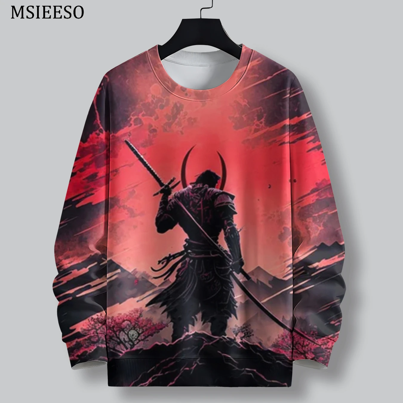 

MSIEESO Men Sweatshirt Samurai 3D Printed Sakura Warrior Sportshirt Men Women Long Sleeve Casual Male Streetwear Tops