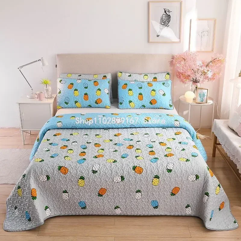 Bedspread Washed Cotton Quilted Bed Cover Queen King Size Pastoral Style Non Slip Sheet Blanket Quilt Warm Printied Bedding