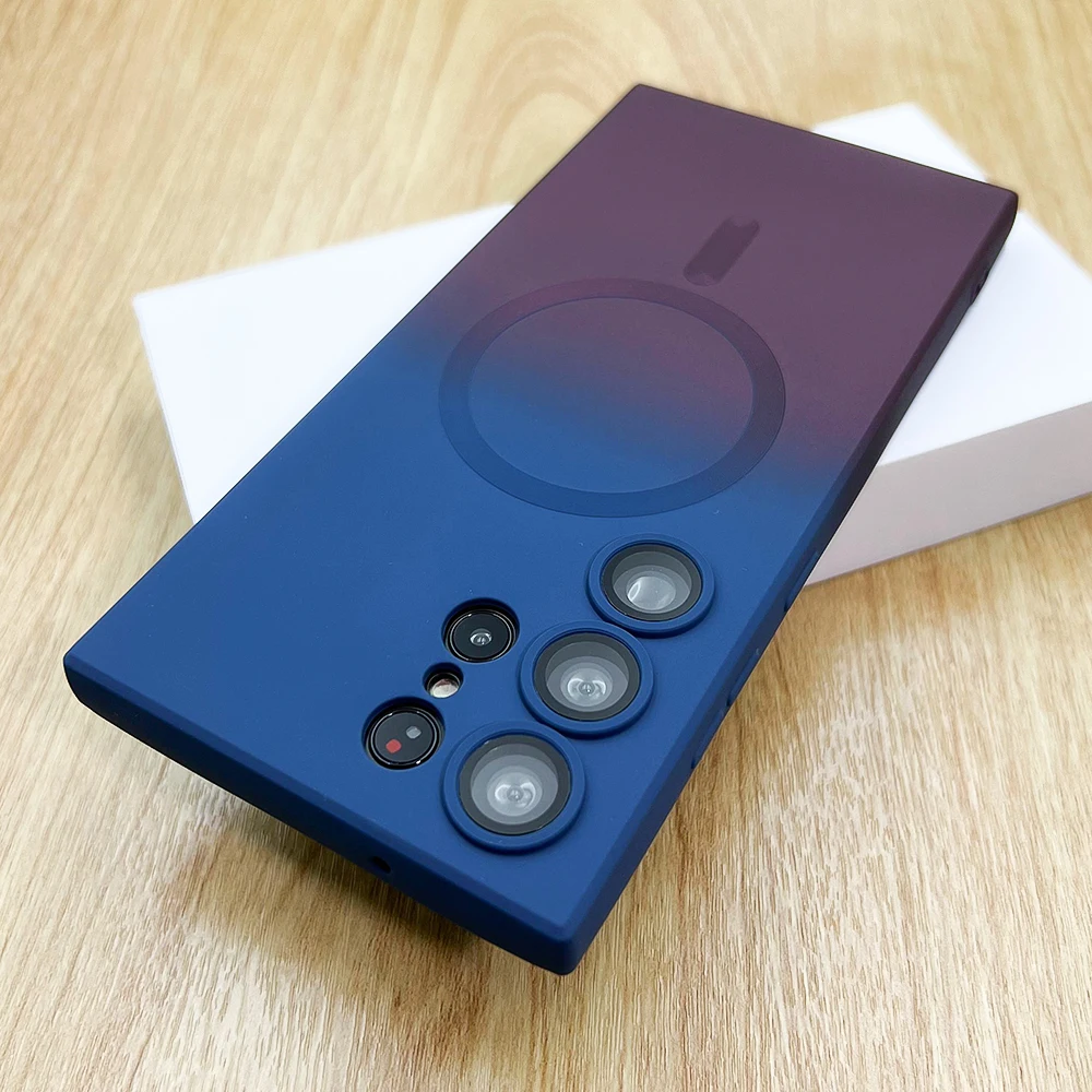 Silikon Farbverlauf Magsafe Hülle für Samsung Galaxy S23 S22 Ultra Note 20 10 Plus S21 S20 FE Wireless Charging Cover_voghion.com